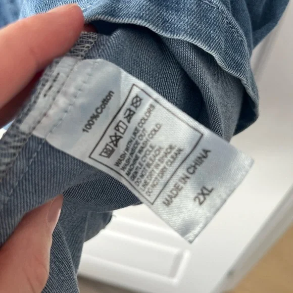 Button-Front Tiered Denim Shirt Dress - Blue - Picture 4 of 6